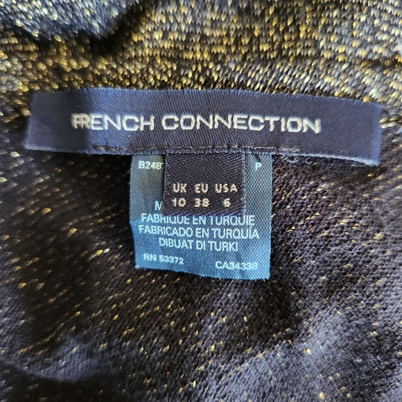 French Connection Black Gold  Drop Shoulder Dress Size 6 - Picture 2 of 3